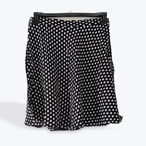 Basic Editions Womens Black White Hexagon Polka Dot Rayon A-Line Mini Skirt L